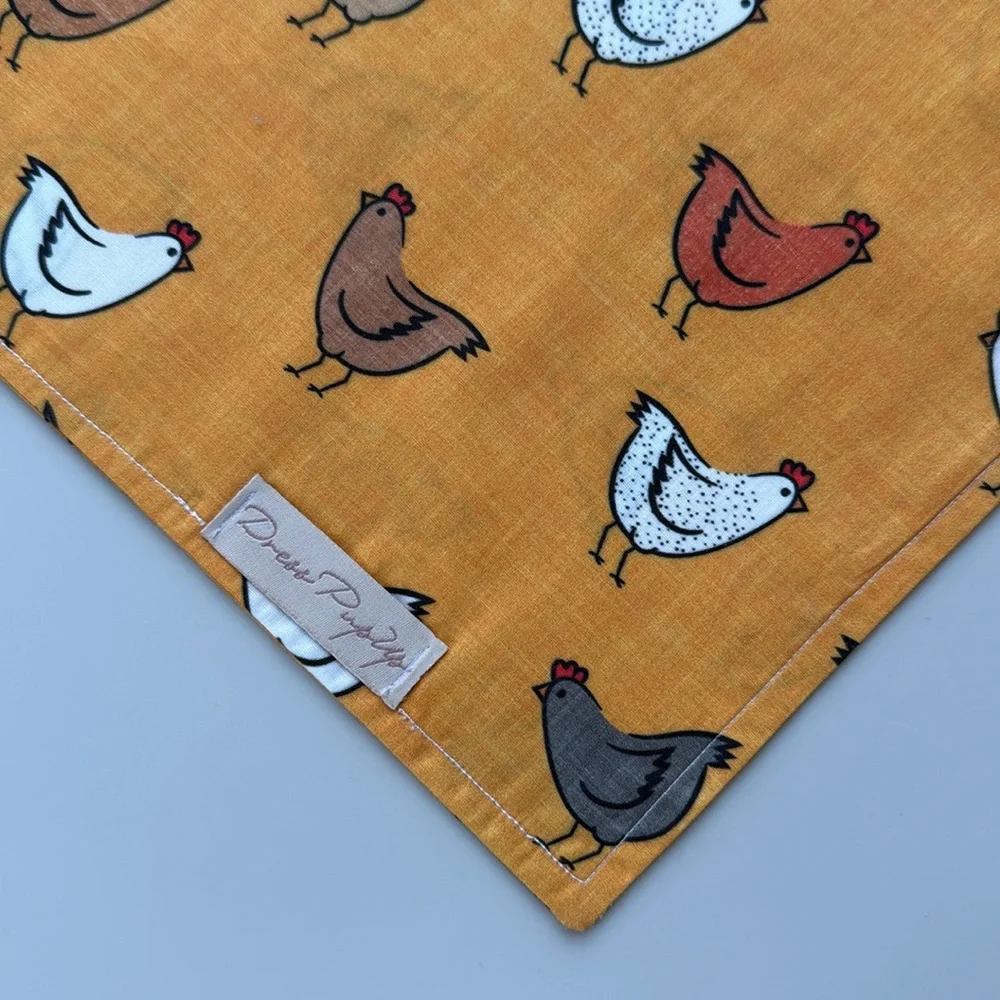 Dog bandana with fun chicken print